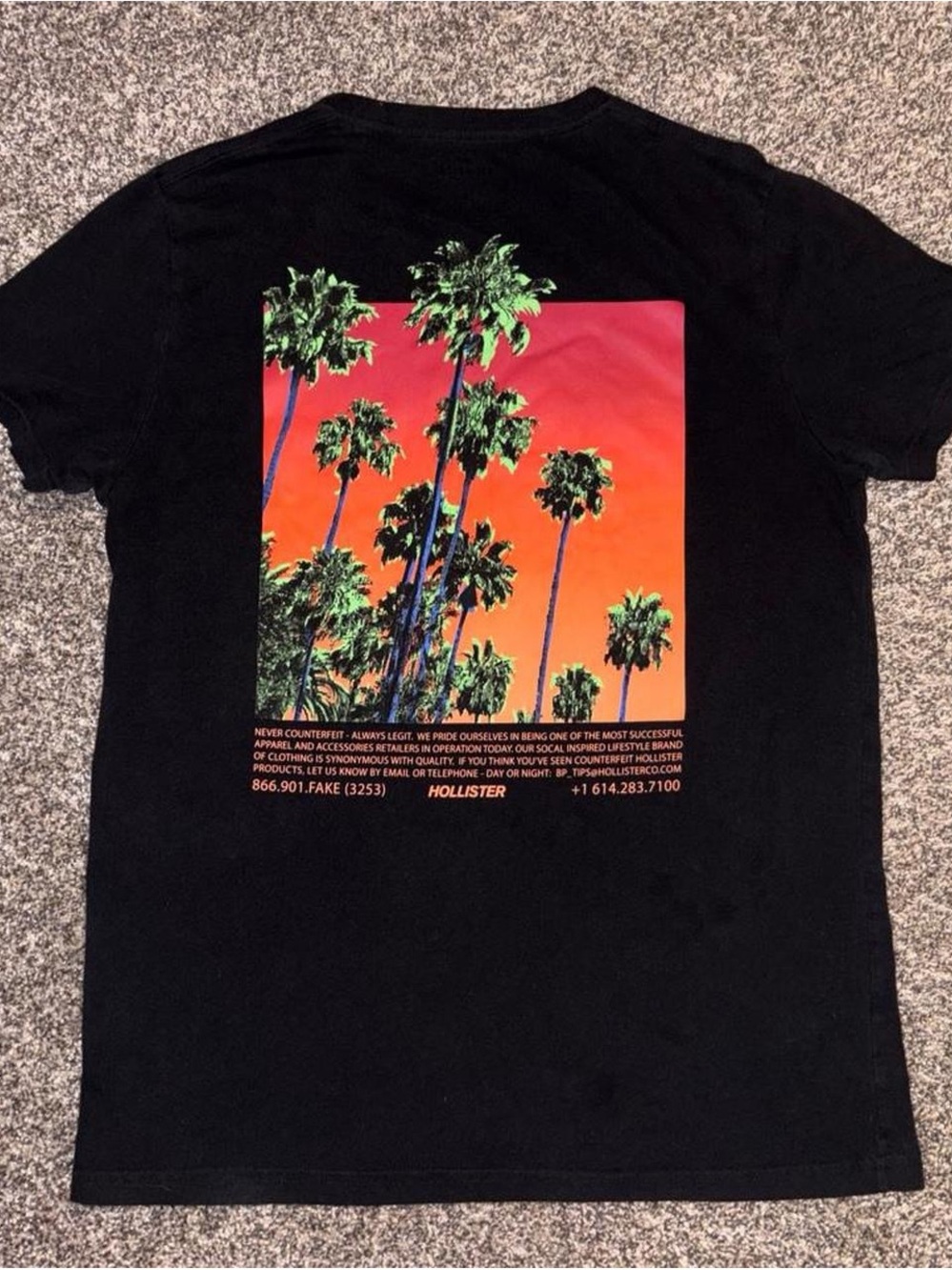 Hollister Black Short Sleeve Tee with Sunset Palm Graphic